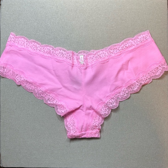 PINK Victoria Secret "LOVE YOU THE MOST" Lace Trim Cheeky Panty - Picture 3 of 6